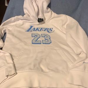 Youth Los Angeles Lakers LeBron James Nike White Name & Number Hoodie